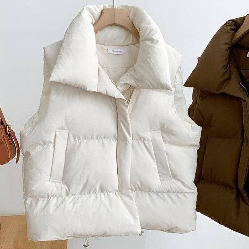 Loose Hooded Solid Color Down Cotton Vest