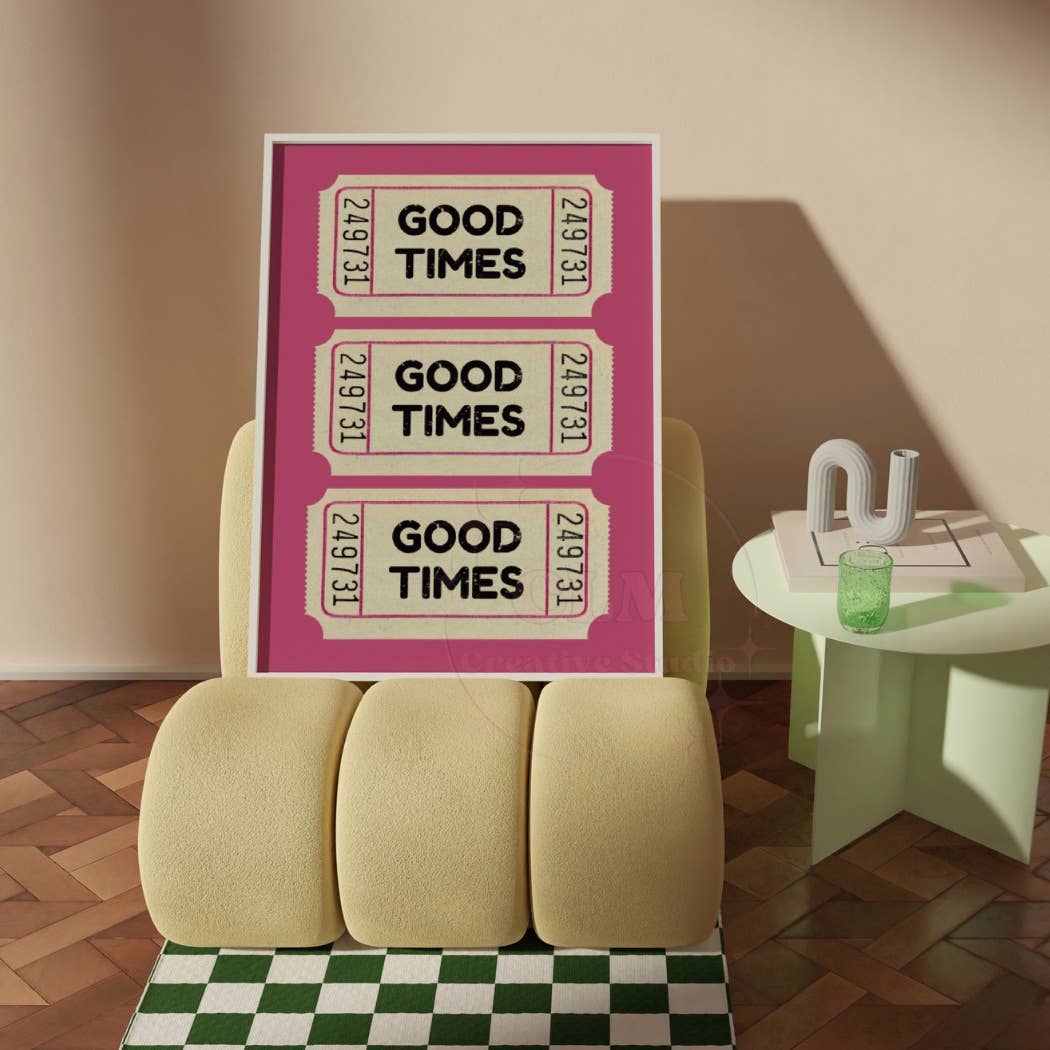 Good Times Ticket Hot Pink Wall Art Admit One Prints