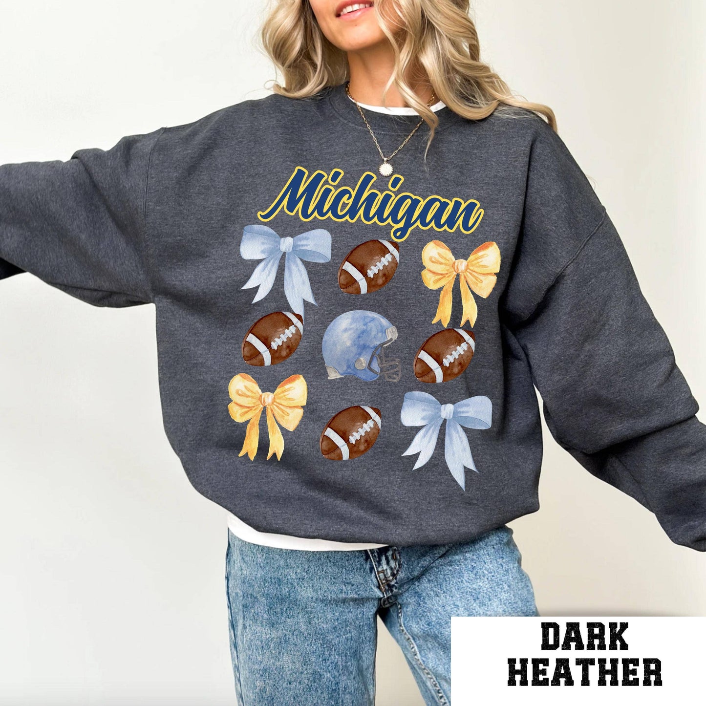 Coquette Michigan Football Sweatshirt College Game Day Shirt