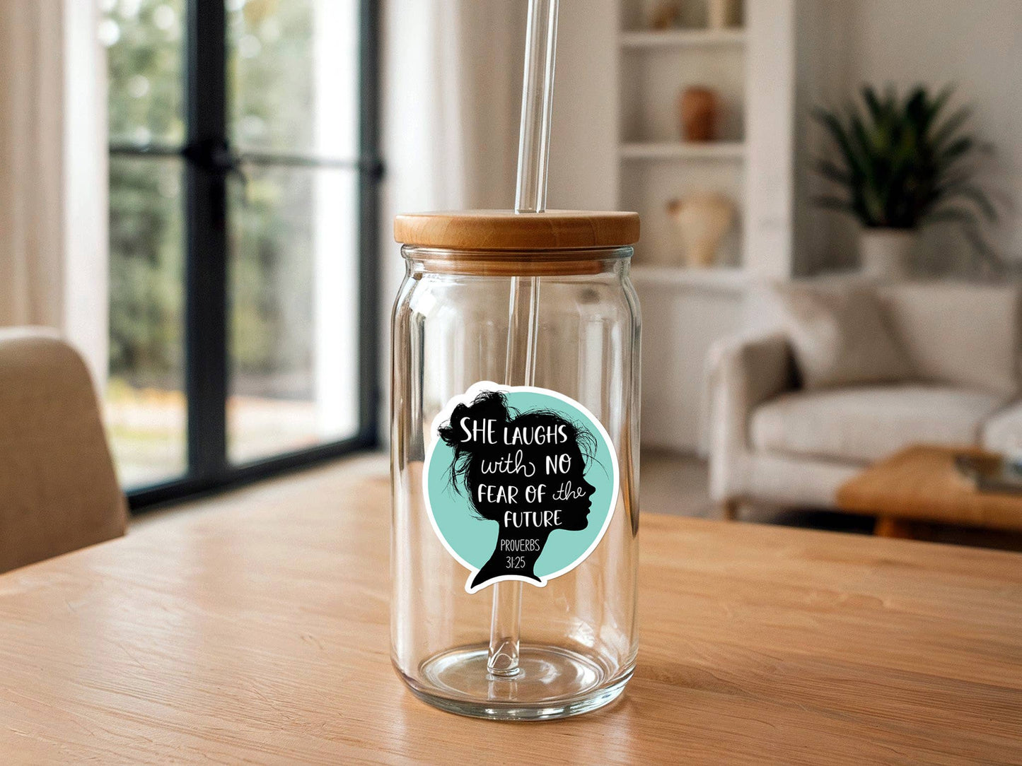 She Laughs With No Fear of the Future | Christian Sticker