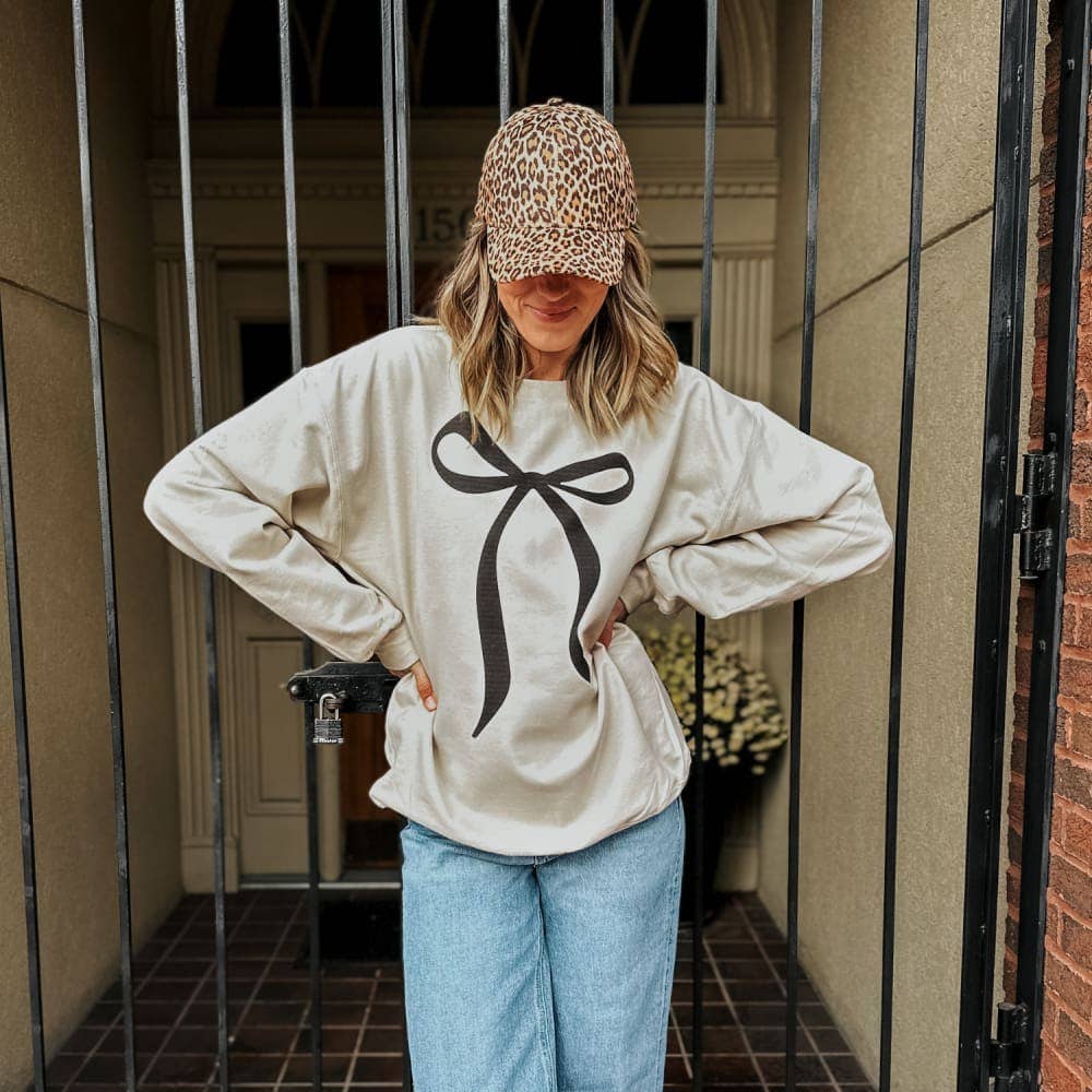 Neutral Bow Plush Crewneck