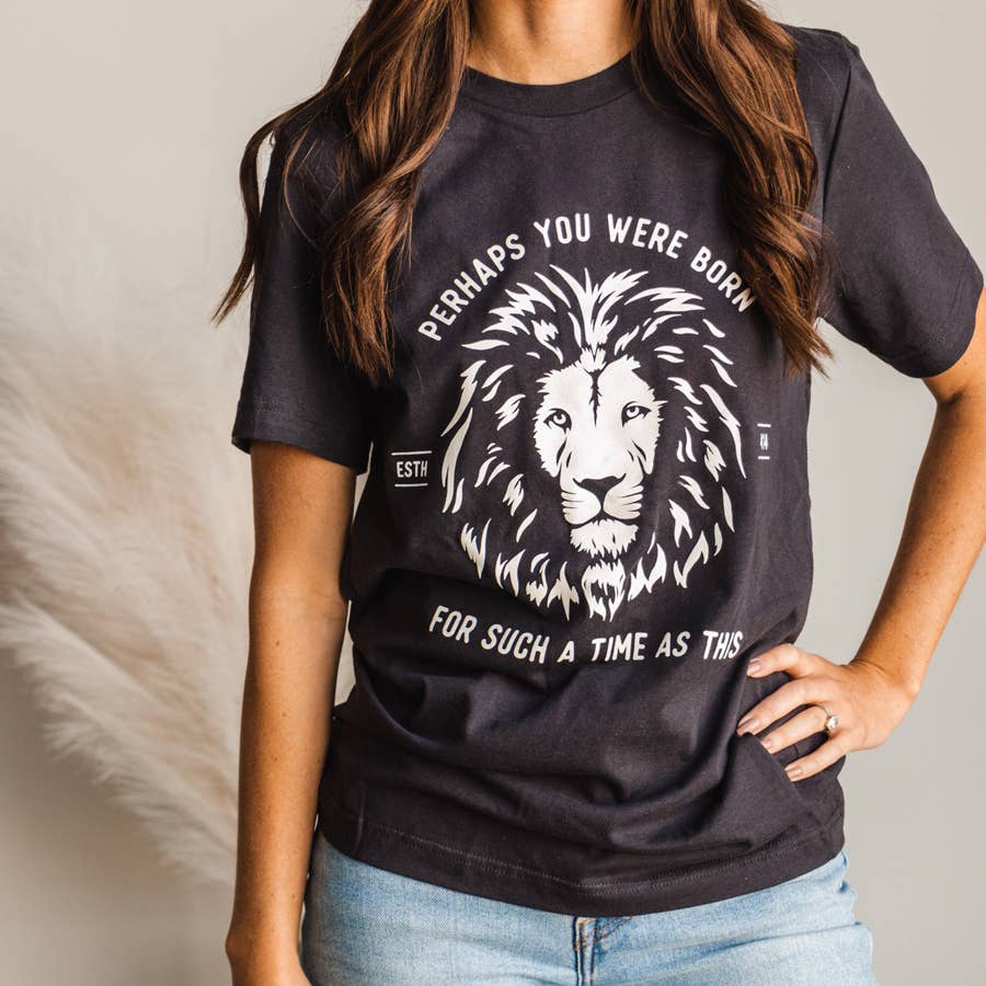 For Such a Time Esther Lion Christian Graphic Tee - Midnight