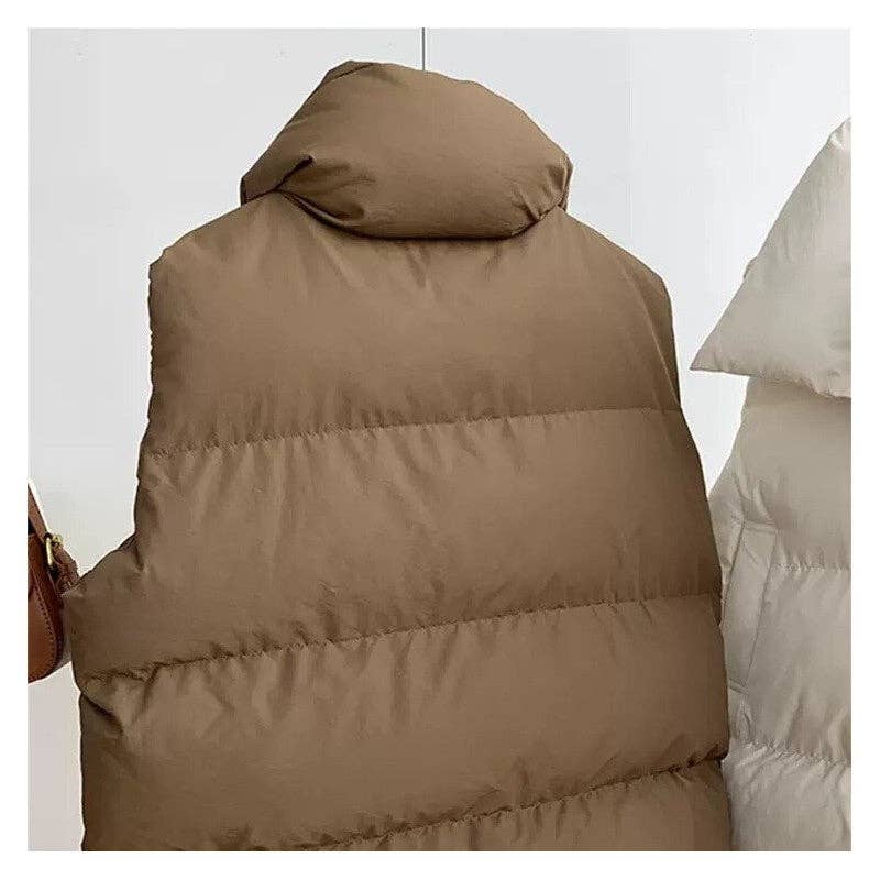 Loose Hooded Solid Color Down Cotton Vest