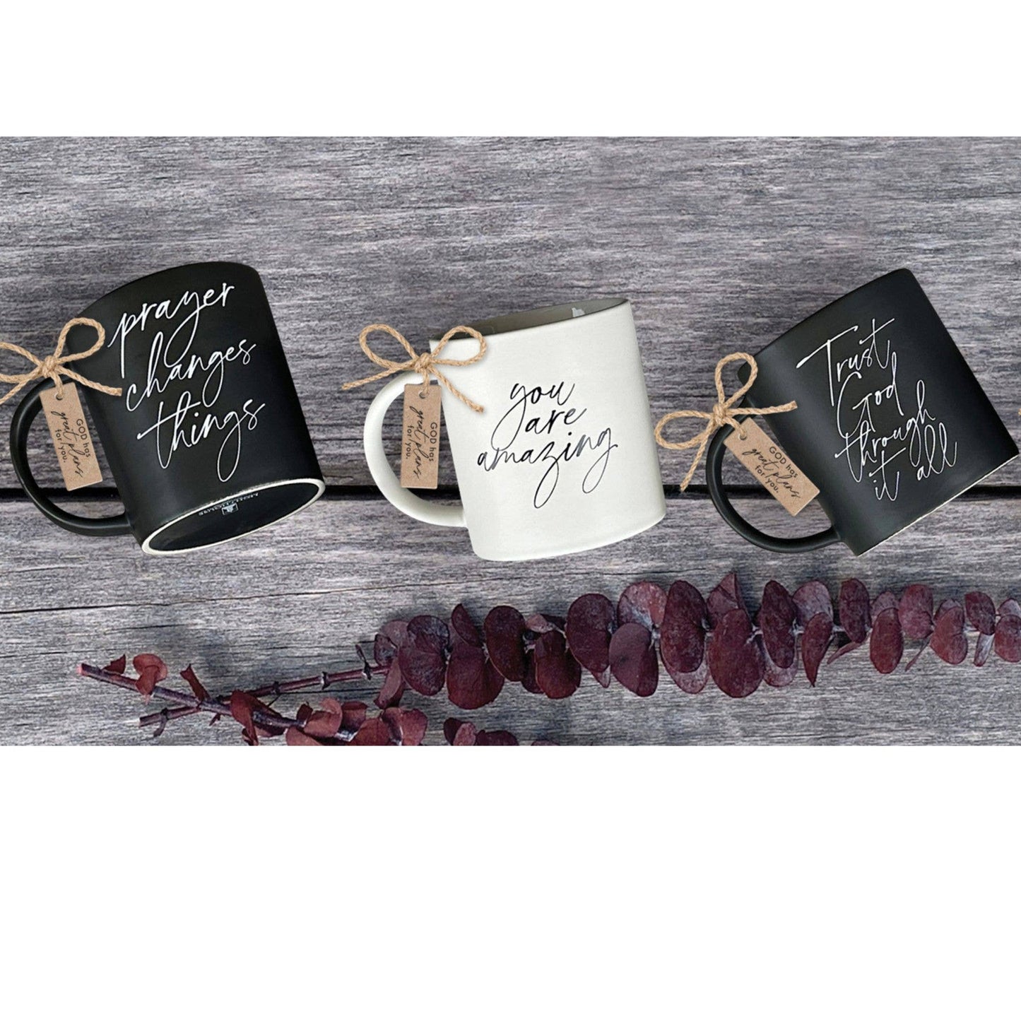 LCP Mug Black Prayer Changes Things 18 Oz